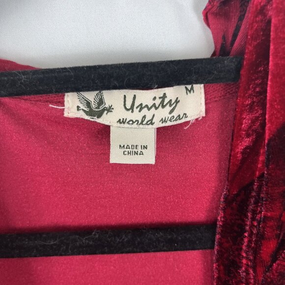 Unity World Wear Red and Black Paisley Patterned Velvet Cardigan Womens Size M - Picture 4 of 11